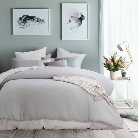 Darrahopens Home & Garden > Bedding Accessorize Silver Waffle Polyester Quilt Cover Set King