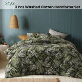 Darrahopens Home & Garden > Bedding Accessorize Styx Washed Cotton Printed 3 Piece Comforter Set Queen