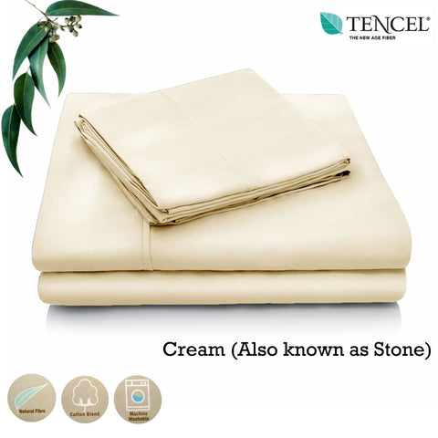 Darrahopens Home & Garden > Bedding Accessorize Tencel Cotton Blend Sheet Set Cream (Also Known as Stone) Single