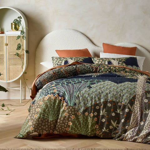 Darrahopens Home & Garden > Bedding Accessorize The Forest Printed Linen Cotton Quilt Cover Set King