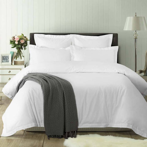 Darrahopens Home & Garden > Bedding Accessorize White Tailored Hotel Deluxe Cotton Quilt Cover Set King