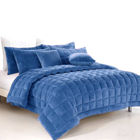 Darrahopens Home & Garden > Bedding Alastairs Augusta Faux Mink Quilt / Comforter Set Denim Super King