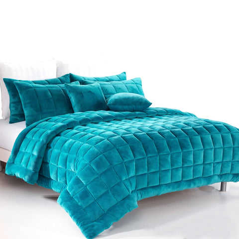 Darrahopens Home & Garden > Bedding Alastairs Augusta Faux Mink Quilt / Comforter Set Emerald Green Double