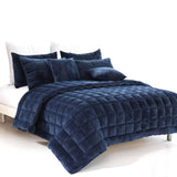 Darrahopens Home & Garden > Bedding Alastairs Augusta Faux Mink Quilt / Comforter Set Navy Super King