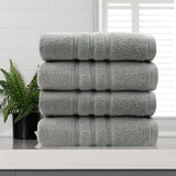Darrahopens Home & Garden > Bedding amor classic dobby stripe super soft premium cotton face washer 4 pcs 650gsm silver