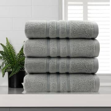 Darrahopens Home & Garden > Bedding amor classic dobby stripe super soft premium cotton face washer 4 pcs 650gsm silver