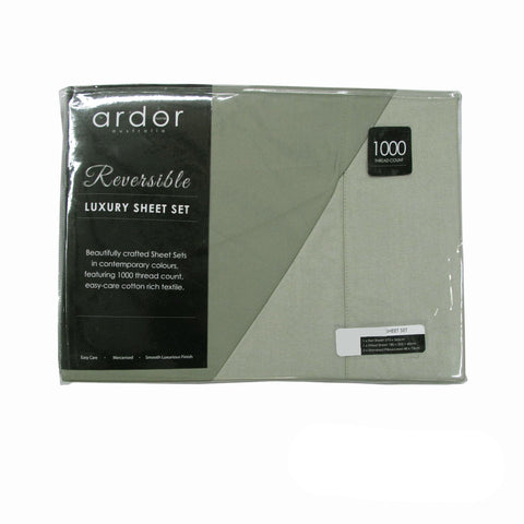 Darrahopens Home & Garden > Bedding Ardor 1000TC Cotton Rich Reversible Sheet Set Sage KING