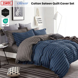 Darrahopens Home & Garden > Bedding Ardor 250TC Oliver Stripes Cotton Sateen Quilt Cover Set King