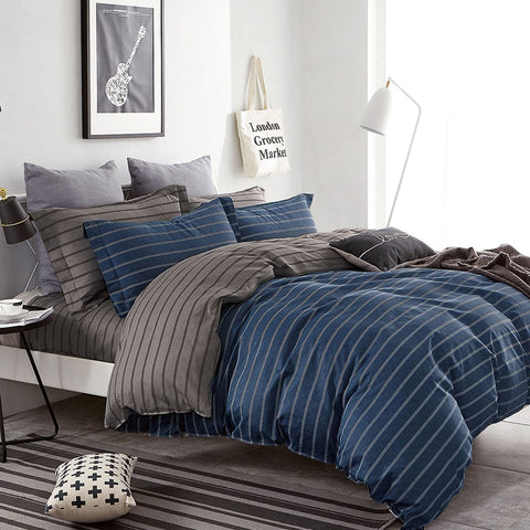 Darrahopens Home & Garden > Bedding Ardor 250TC Oliver Stripes Cotton Sateen Quilt Cover Set King