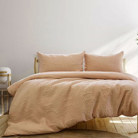 Darrahopens Home & Garden > Bedding Ardor Chateau Cinnamon Embossed Quilt Cover Set Queen