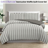 Darrahopens Home & Garden > Bedding Ardor Cove Charcoal Seersucker Waffle Quilt Cover Set King