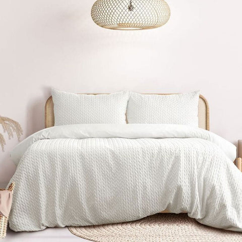 Darrahopens Home & Garden > Bedding Ardor Embossed Quilt Cover Set Bondi White Double