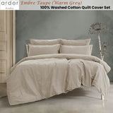Darrahopens Home & Garden > Bedding Ardor Embre Taupe (Also known as Warm Grey) 100% Washed Cotton Quilt Cover Set King