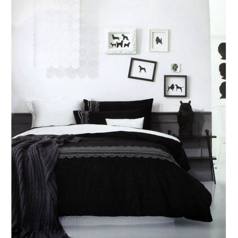 Darrahopens Home & Garden > Bedding Ardor Evie Black Quilt Cover Set KING