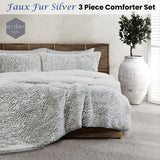 Darrahopens Home & Garden > Bedding Ardor Faux Fur Silver 3 Piece Comforter Set Queen/King