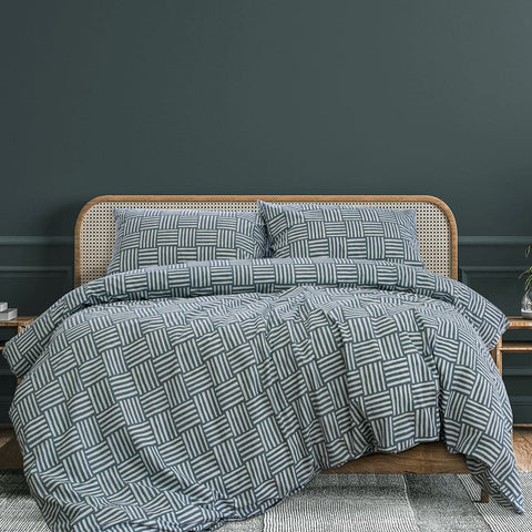 Darrahopens Home & Garden > Bedding Ardor Fletcher Faded Indigo Printed Quilt Cover Set Queen