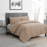 Darrahopens Home & Garden > Bedding Ardor Hana Champagne Embossed Velvet Quilt Cover Set King