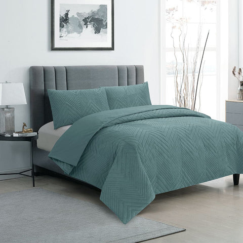 Darrahopens Home & Garden > Bedding Ardor Hana Stormy Sea Embossed Velvet Quilt Cover Set King