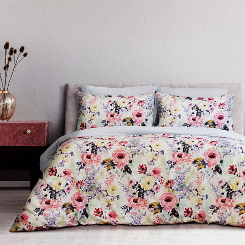 Darrahopens Home & Garden > Bedding Ardor Holly Printed Floral Quilt Cover Set King