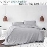 Darrahopens Home & Garden > Bedding Ardor Ingrid Silver Seersucker Stripe Quilt Cover Set King