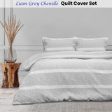 Darrahopens Home & Garden > Bedding Ardor Liam Chenille Textured Grey Quilt Cover Set King
