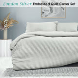 Darrahopens Home & Garden > Bedding Ardor London Silver Embossed Quilt Cover Set Queen