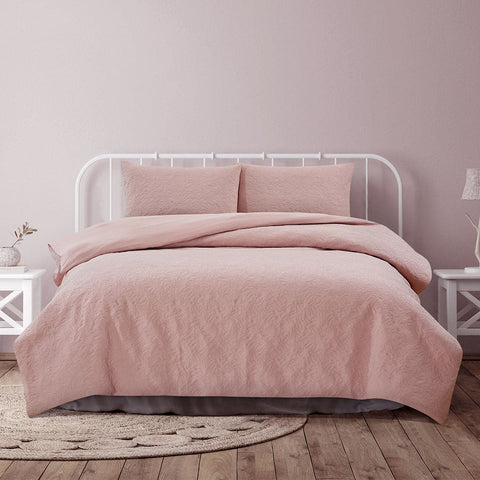 Darrahopens Home & Garden > Bedding Ardor Lottie Blush Pinsonic Embossed Quilt Cover Set Queen