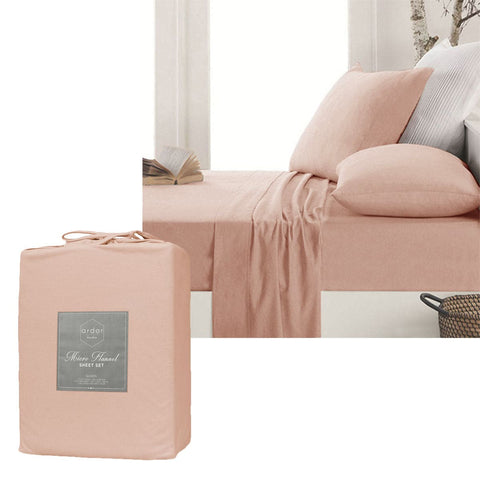Darrahopens Home & Garden > Bedding Ardor Micro Flannel Sheet Set Dusty Pink Mega King