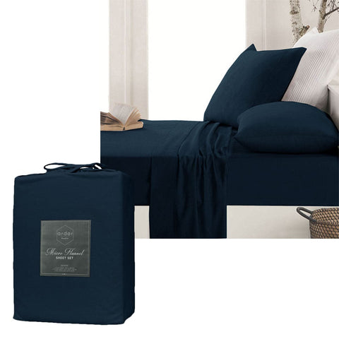 Darrahopens Home & Garden > Bedding Ardor Micro Flannel Sheet Set Navy Mega King