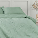 Darrahopens Home & Garden > Bedding Ardor Molly Palm Green Quilted Quilt Cover Set Queen