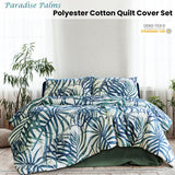 Darrahopens Home & Garden > Bedding Ardor Palms Blue Polyester Cotton Quilt Cover Set Queen