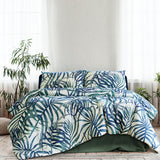 Darrahopens Home & Garden > Bedding Ardor Palms Blue Polyester Cotton Quilt Cover Set Queen