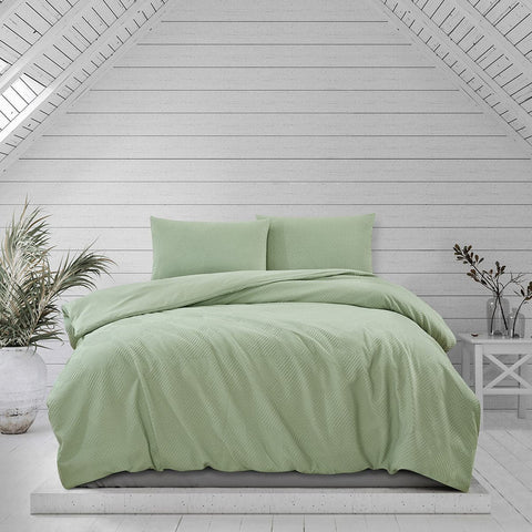 Darrahopens Home & Garden > Bedding Ardor Preston Pale Green Embossed Quilt Cover Set King