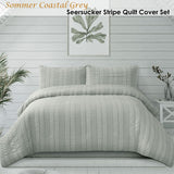 Darrahopens Home & Garden > Bedding Ardor Sommer Coastal Grey Seersucker Stripe Quilt Cover Set Queen