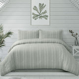 Darrahopens Home & Garden > Bedding Ardor Sommer Coastal Grey Seersucker Stripe Quilt Cover Set Queen
