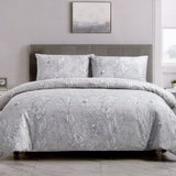 Darrahopens Home & Garden > Bedding Artex Silver Peony Floral Printed Microfiber Polyester Quilt Cover Set Queen