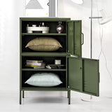 darrahopens Home & Garden > Bedding ArtissIn Double Storage Cabinet Shelf Organizer Bedroom Green