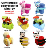 Darrahopens Home & Garden > Bedding Baby Blue Blanket with Toy Tractor