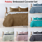 Darrahopens Home & Garden > Bedding Bambury Paisley Embossed Blue Coverlet Set Queen/King
