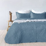 Darrahopens Home & Garden > Bedding Bambury Paisley Embossed Blue Coverlet Set Queen/King