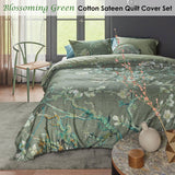 Darrahopens Home & Garden > Bedding Bedding House Blossoming Green Cotton Sateen Quilt Cover Set King