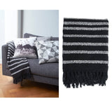 Darrahopens Home & Garden > Bedding Bedding House Cotton Fringe Throw Rug Honshu Black