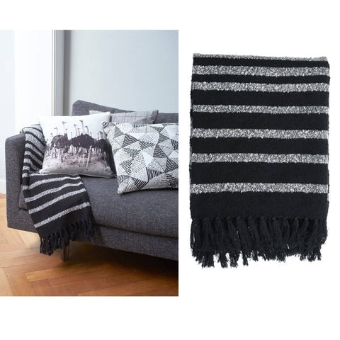 Darrahopens Home & Garden > Bedding Bedding House Cotton Fringe Throw Rug Honshu Black