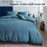 Darrahopens Home & Garden > Bedding Bedding House Organic Cotton Basic Blue Grey Quilt Cover Set King