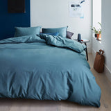 Darrahopens Home & Garden > Bedding Bedding House Organic Cotton Basic Blue Grey Quilt Cover Set Queen