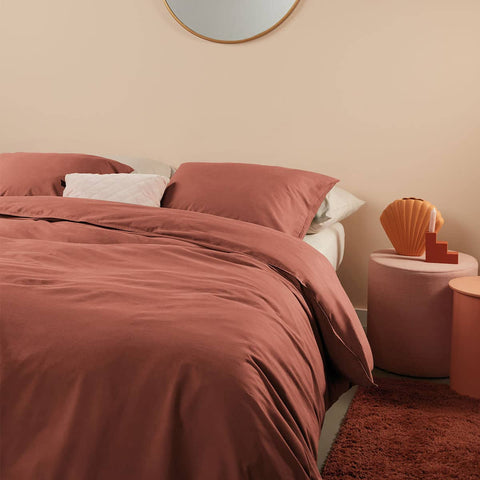 Darrahopens Home & Garden > Bedding Bedding House Organic Cotton Basic Terracotta Quilt Cover Set Queen