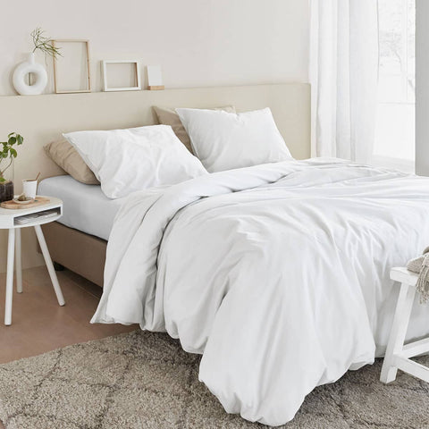 Darrahopens Home & Garden > Bedding Bedding House Organic Cotton Basic White Quilt Cover Set Super King