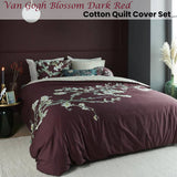 Darrahopens Home & Garden > Bedding Bedding House Van Gogh Blossom Dark Red Cotton Quilt Cover Set King