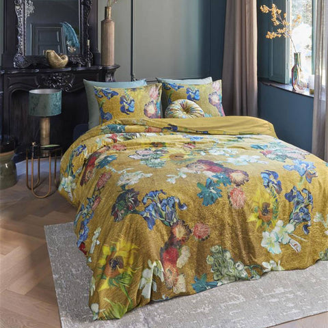 Darrahopens Home & Garden > Bedding Bedding House Van Gogh Partout des Fleurs Gold Cotton Sateen Quilt Cover Set Queen