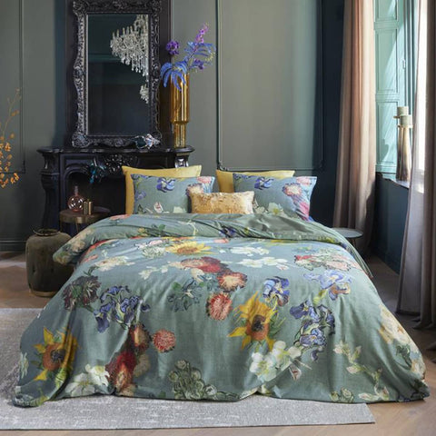 Darrahopens Home & Garden > Bedding Bedding House Van Gogh Partout des Fleurs Green Cotton Sateen Quilt Cover Set King
